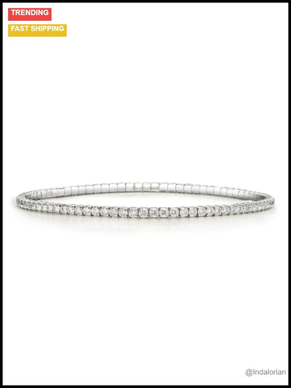 2mm Moissanite Tennis Bracelet Stretch Sterling Silver 18K White Gold Plated